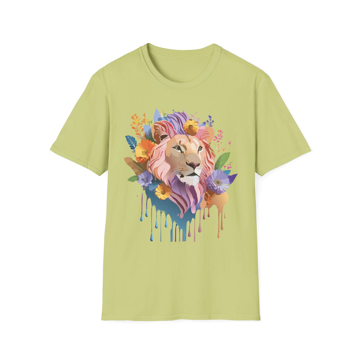 Floral Watercolor Lion T-Shirt | Colorful Lion Portrait Tee