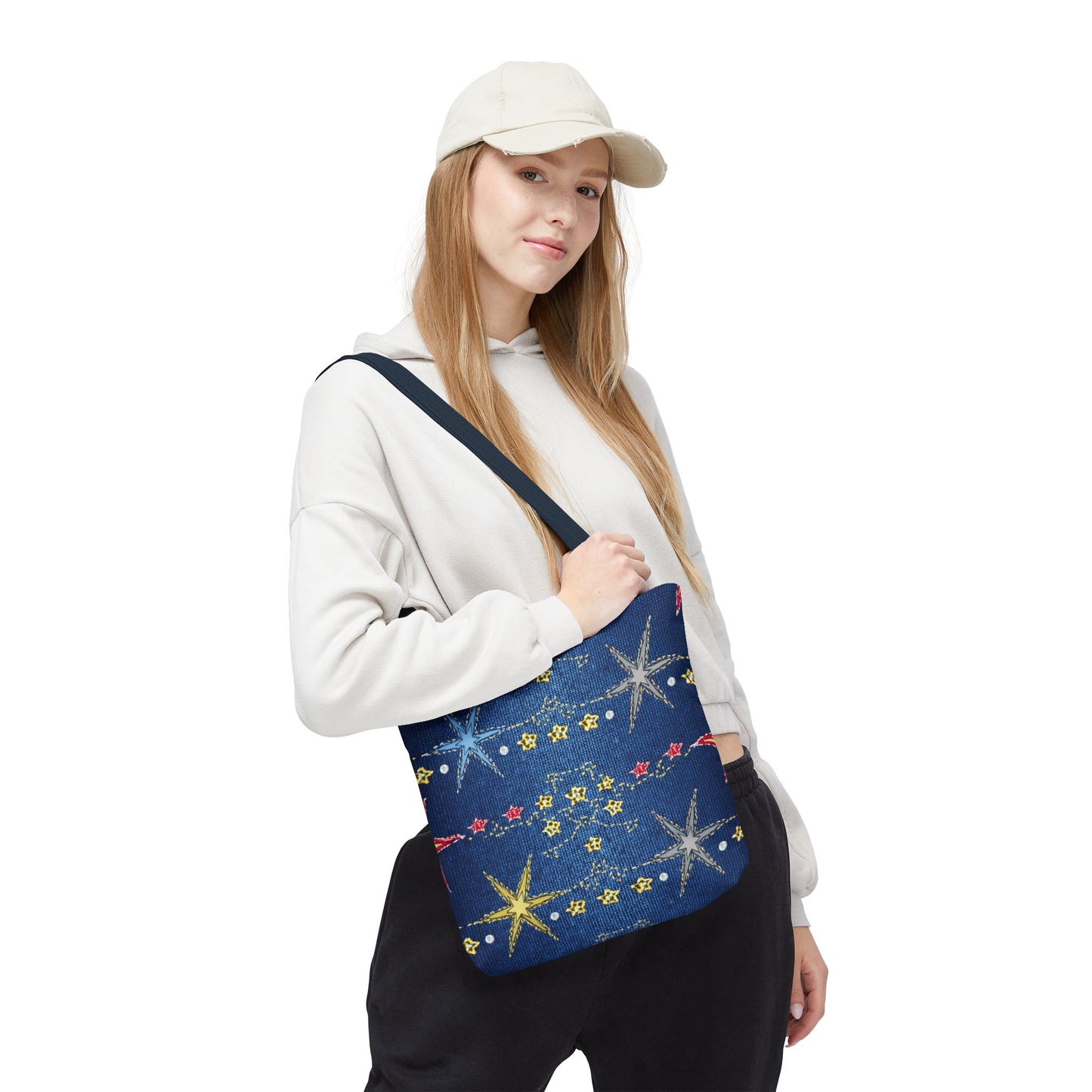 Denim Fabric Imitation Print Unisex Canvas Bag Poly Spun 3 Sizes Tote Bag 181