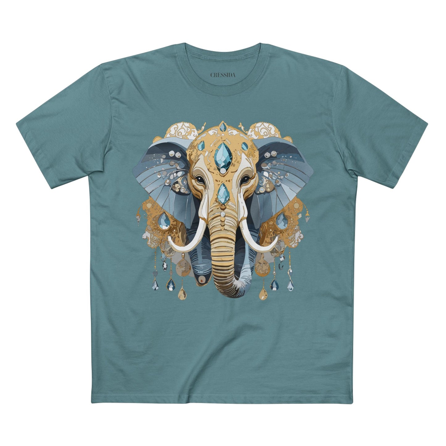 Elephant Graphic Unisex 100 Cotton Tee With Unique Animal Golden Medallion Art Design 35
