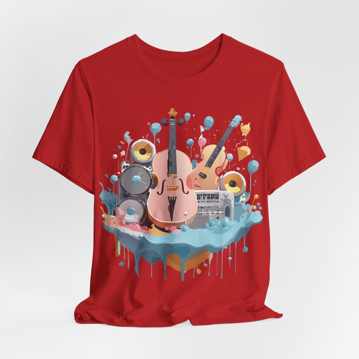Music Graphic Unisex 100 Cotton Vintage Art with Musical Elements Tee 90
