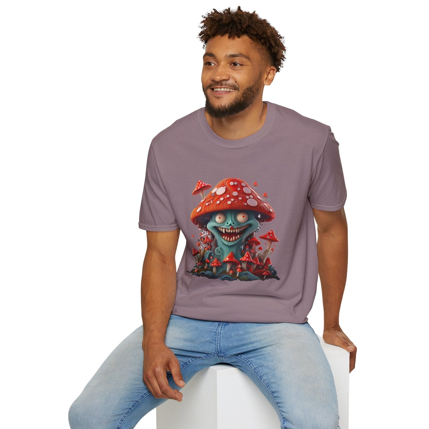 Funny Mashroom Graphic Unisex Softstyle Cotton With Cartoon Illustration Design 2