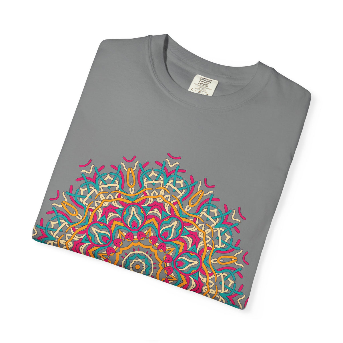 Unisex Garment Dyed Cotton T-Shirt with Mandala Graphic Design