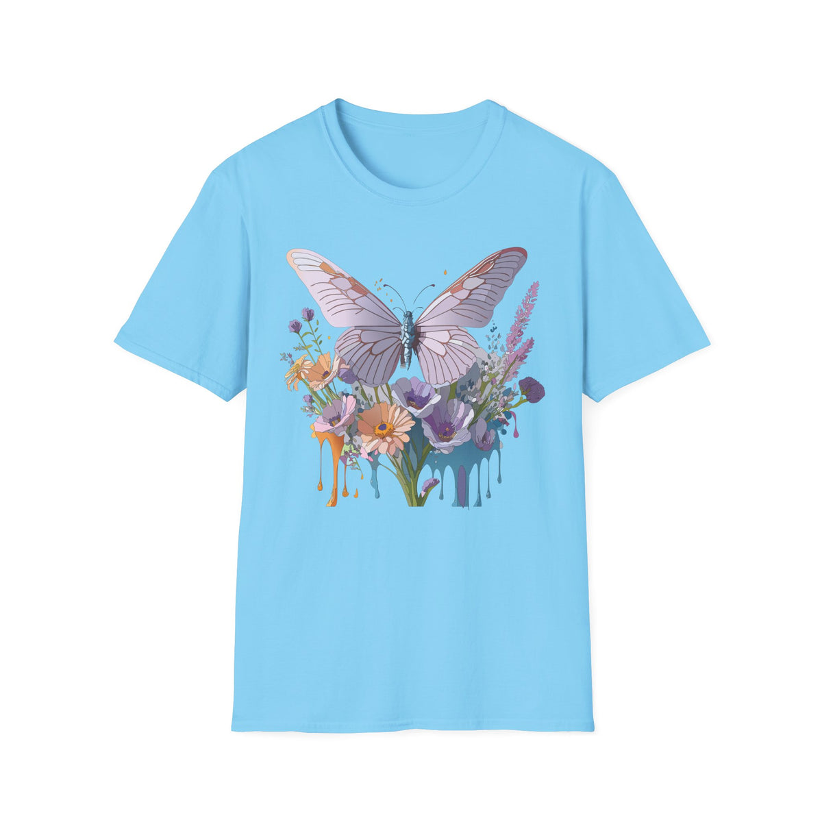 Butterfly Floral T‑Shirt — Pastel Garden Wings Graphic Tee Unisex 100 Cotton Gildan T-Shirt