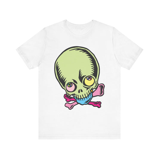Lt Green Skull Graphic Design Tee, Skull Shirt, Vintage Tees, Art Design T-Shirt, Vintage Graphic Tee, Art Shirts with Skulls