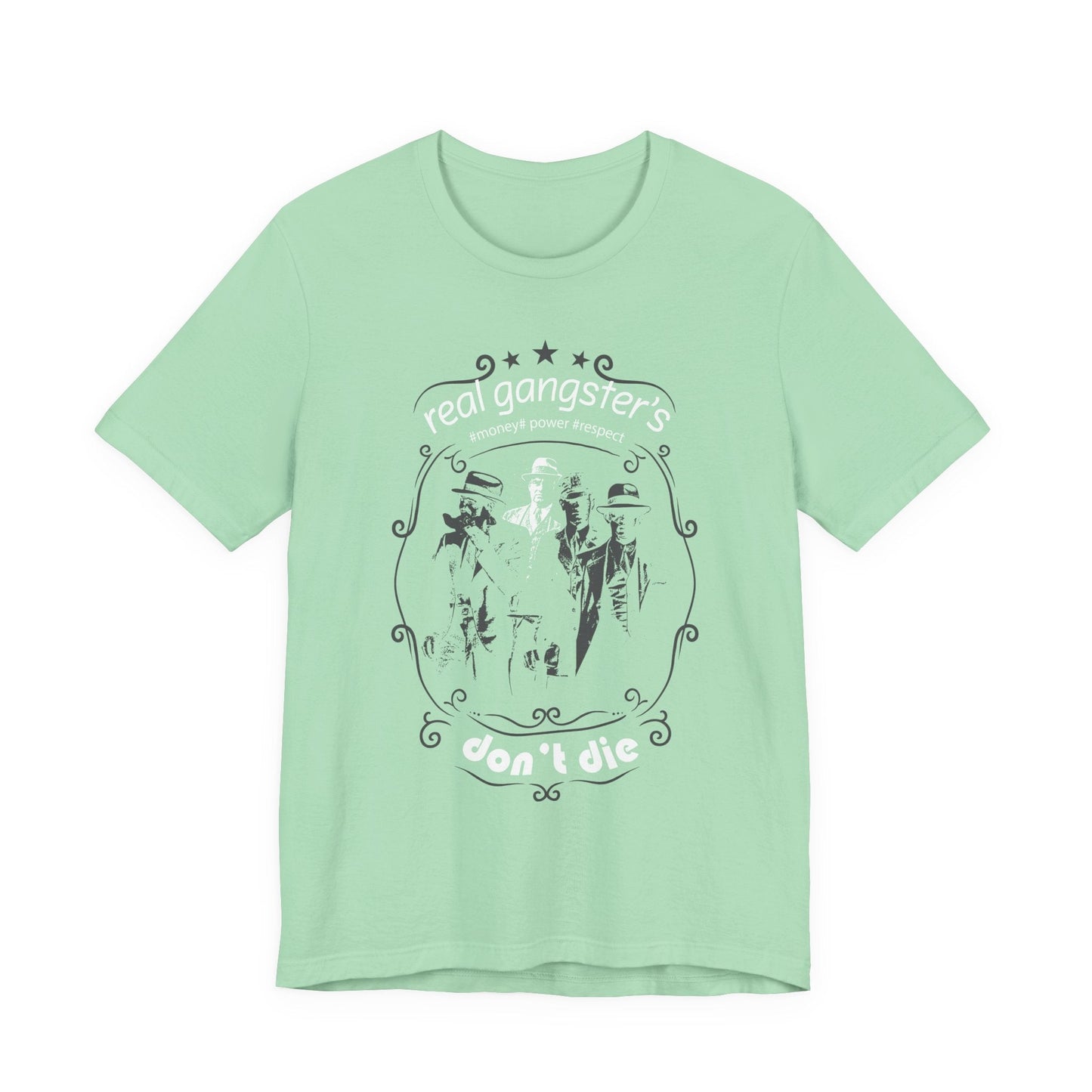Real Gangsters Don't Die T-Shirt Vintage Outlaw Illustration Retro Biker Tee A-3