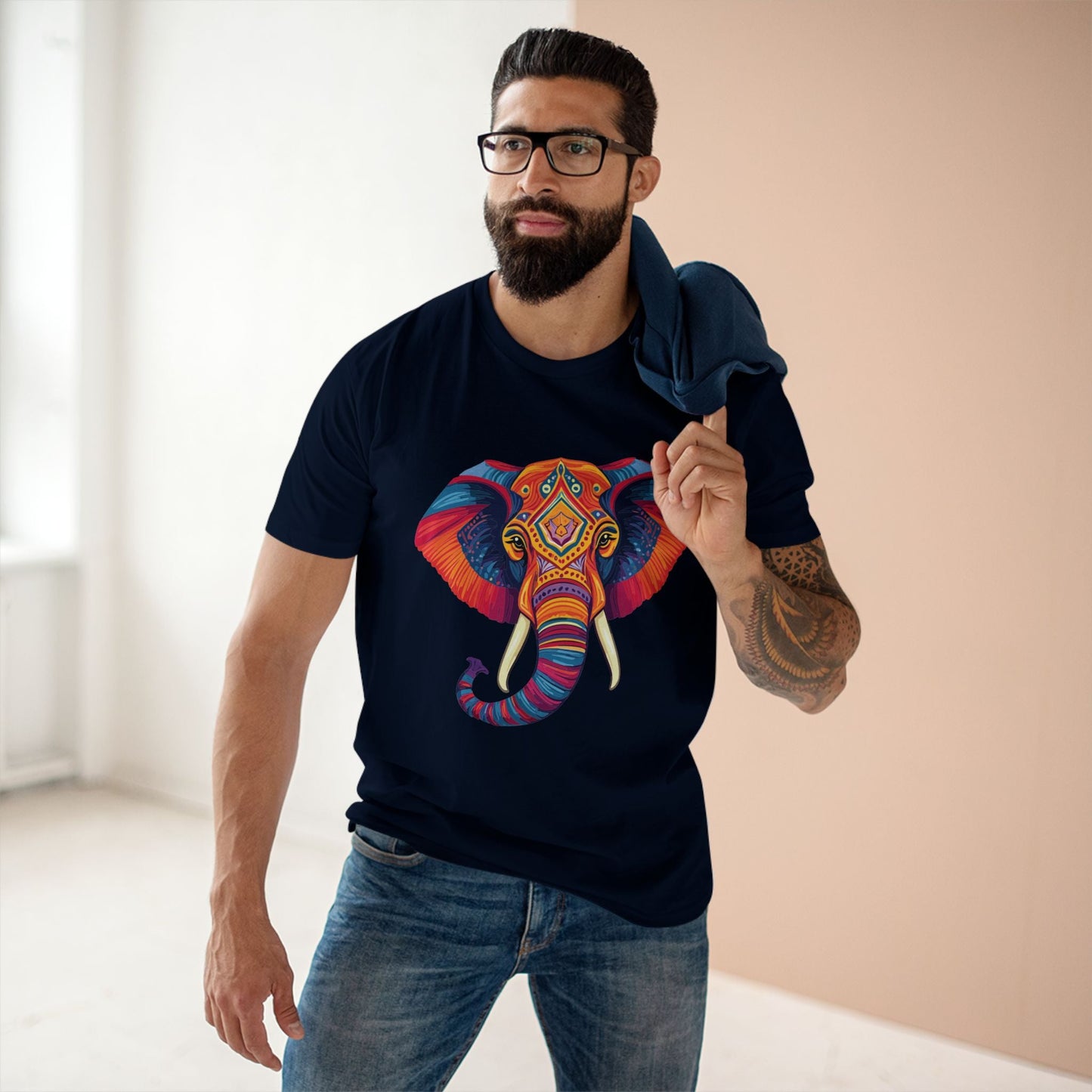 Elephant Animal Shirt Unisex Premium Cotton Tee With Original Art Design From Retro2Nova Art Collection