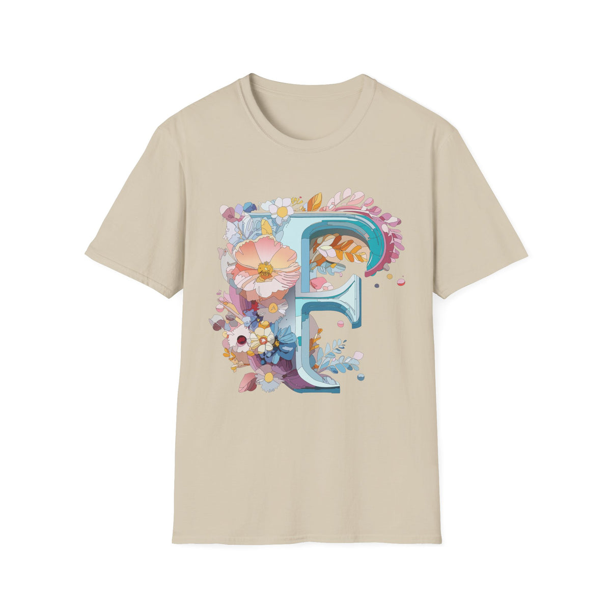 Floral Letter F T-Shirt | Botanical Monogram Tee, Initial F Shirt
