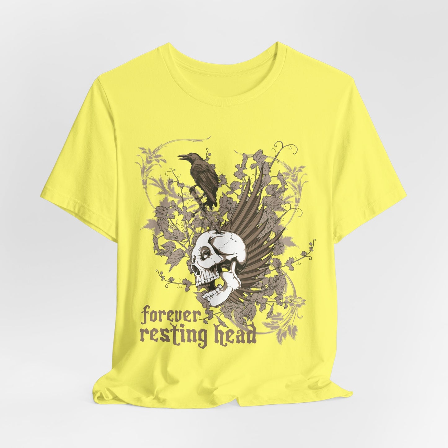 Forever Resting Head Tee, Edgy Graphic Shirt, Music T-Shirt, Gothic Tees, Skull Shirt, Art Design Tee, Skull Graphic Top