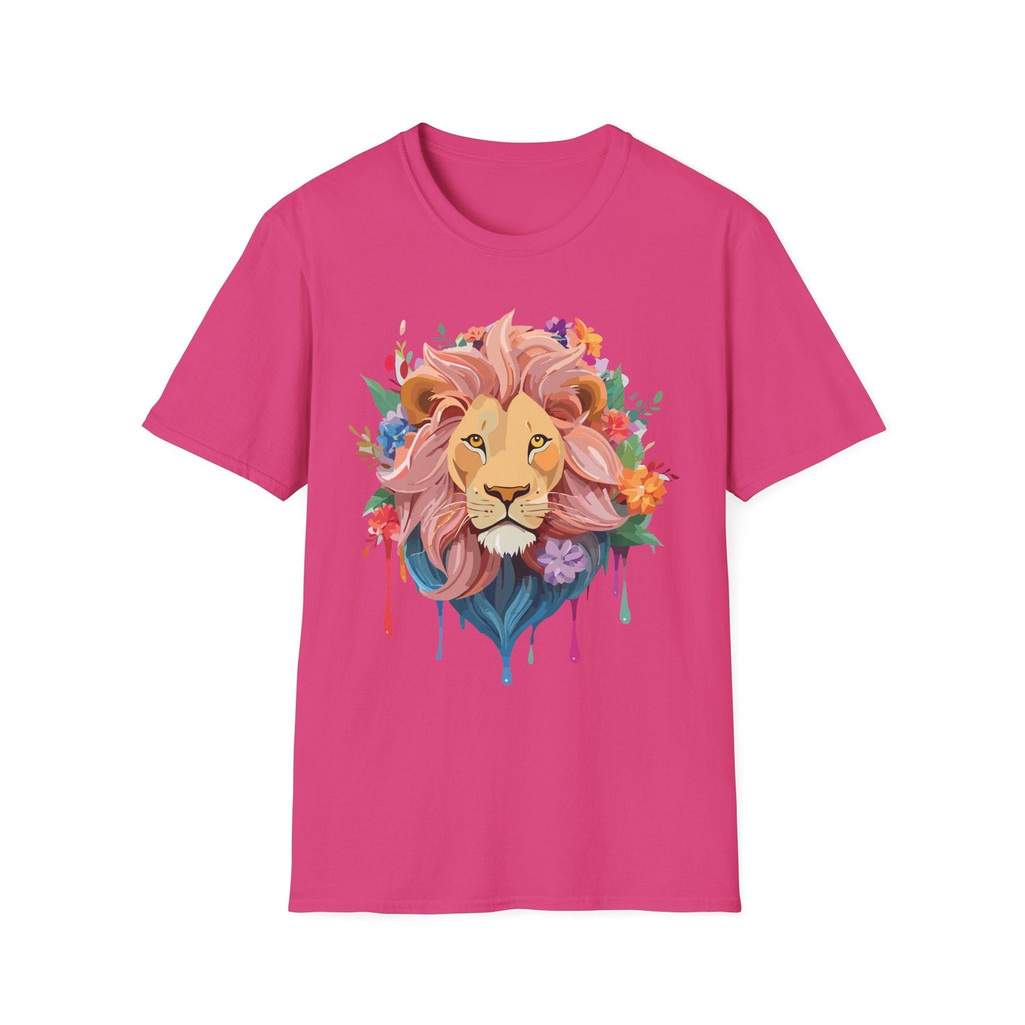 Lion Shirt Unisex Floral Lion Tee Animal Print Softstyle Tee