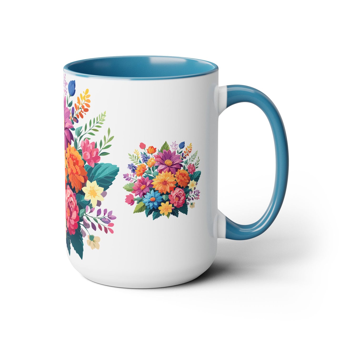 Tazas de café de dos tonos con flores