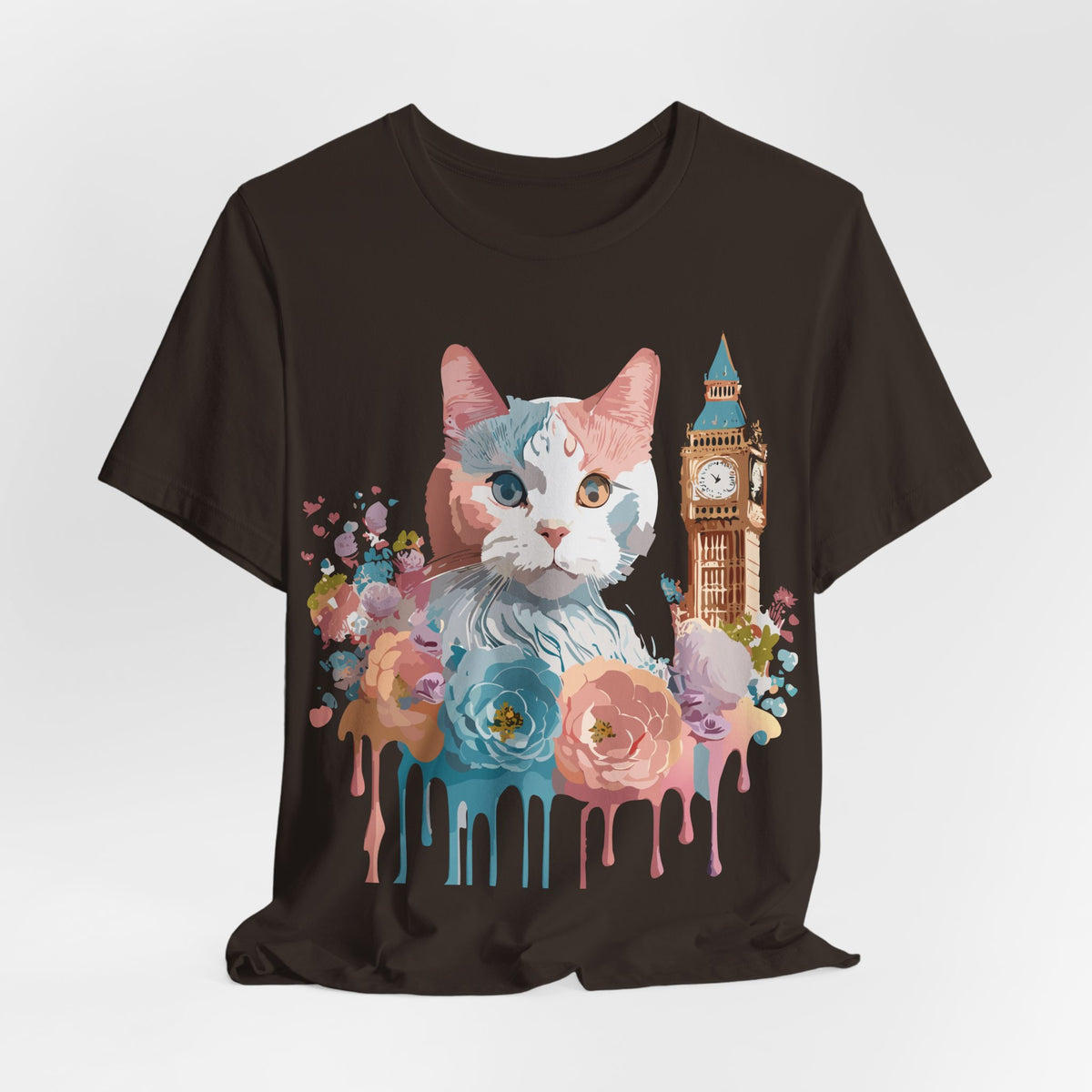 Cat Graphic Unisex Cotton Bella+Canvas Tee with Art Animal Design e100
