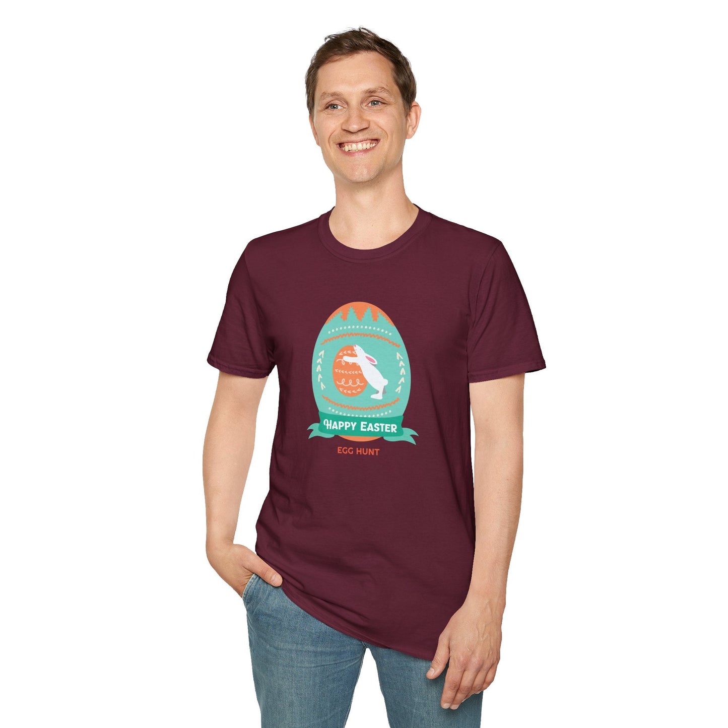 Easter Egg T Shirt Unisex Softstyle Tee With Easter Signature Design 100 Percent Ring Spun Cotton