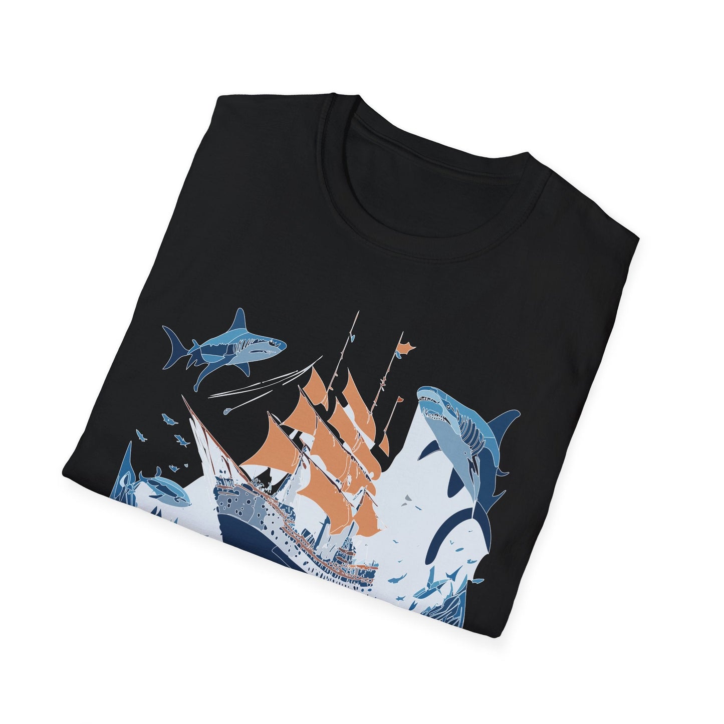 Ocean Tee Shirt Unisex Gildan Softstyle 64000 Ring Spun Cotton Art Print Graphic Ocean Design