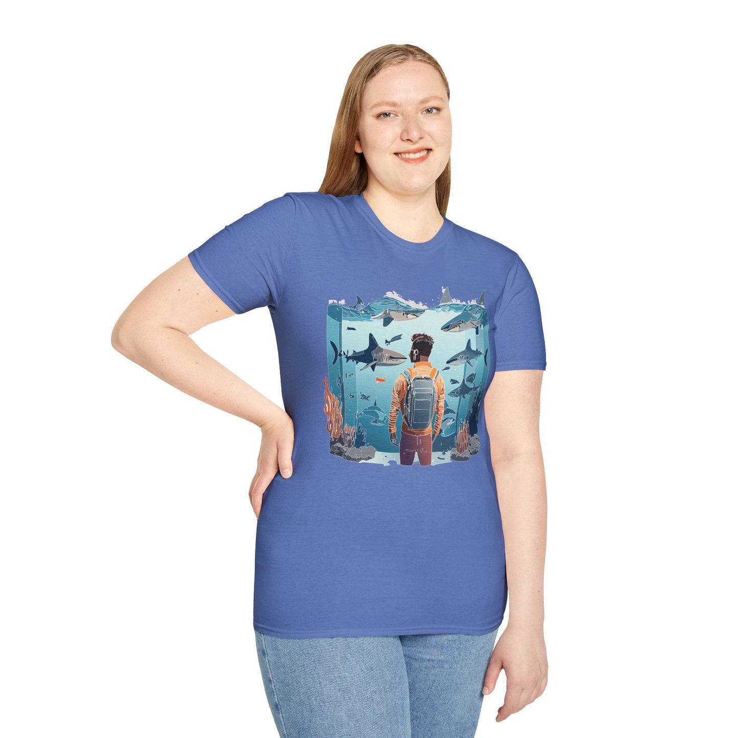Ocean Themed Unisex Short Sleeve Tee Gildan Softstyle 64000 Ocean Inspired Art Design