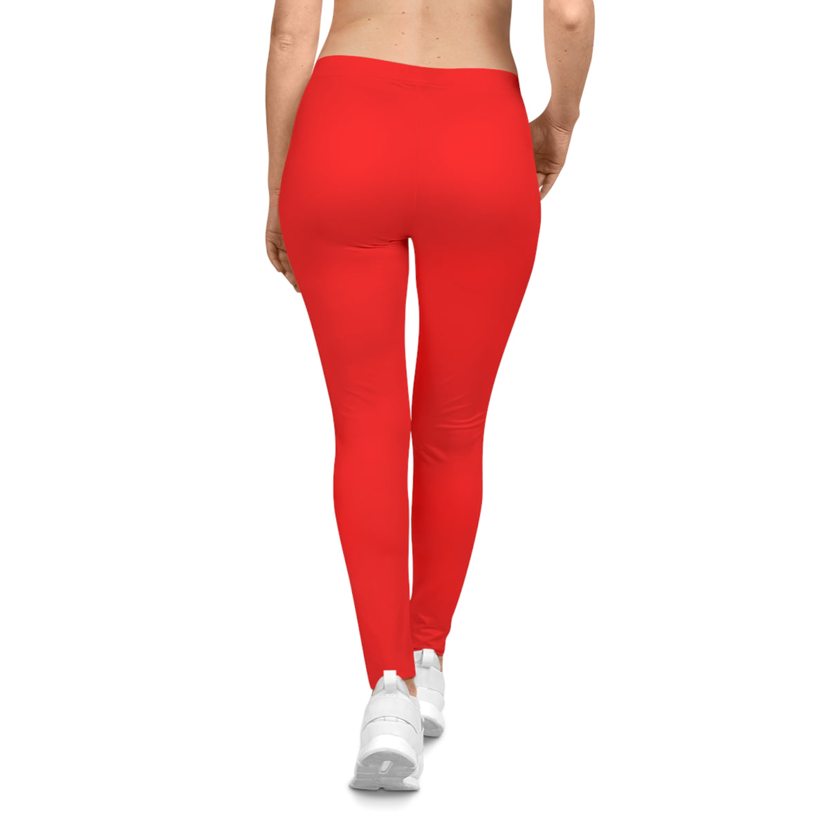 Pure Red Color Women's Poly-Span Casual Leggings XS-2XL