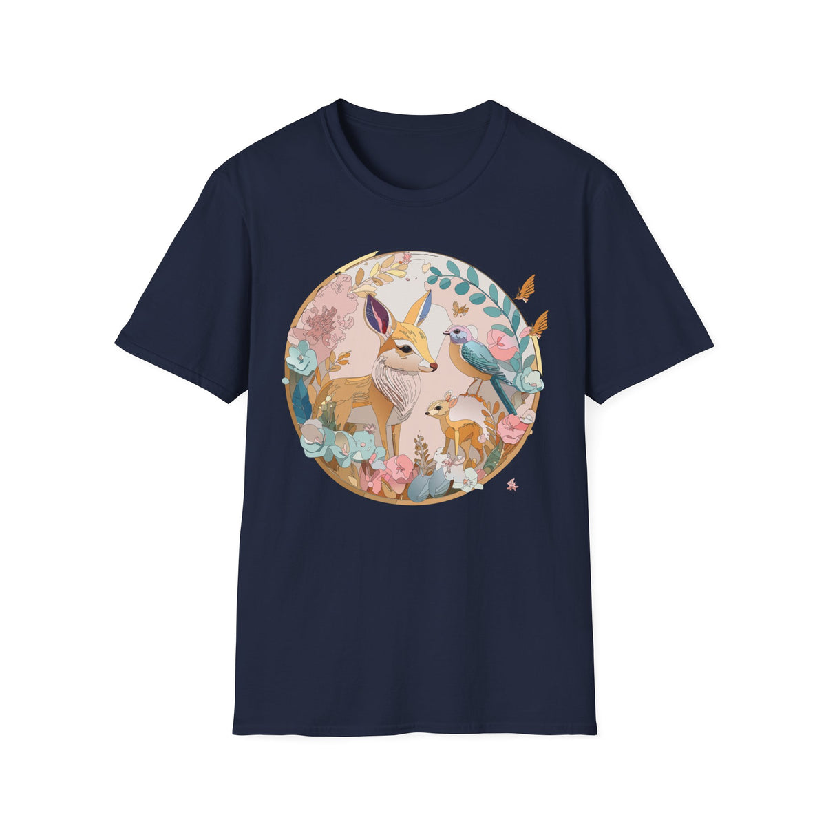 Woodland Fox and Bird Tee | Cute Fox Illustration T-Shirt