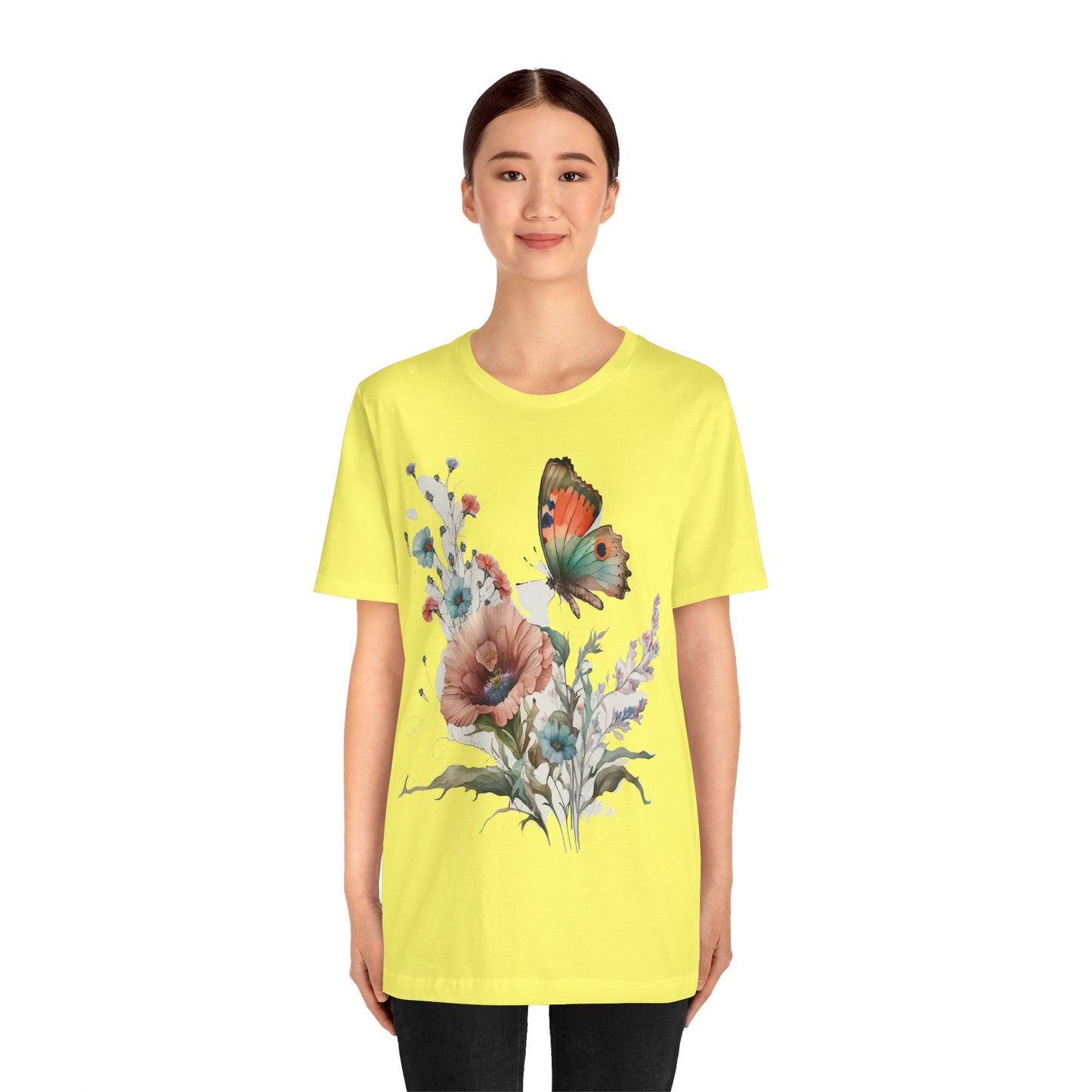 Cotton Tee Shirt with Butterfly Prints