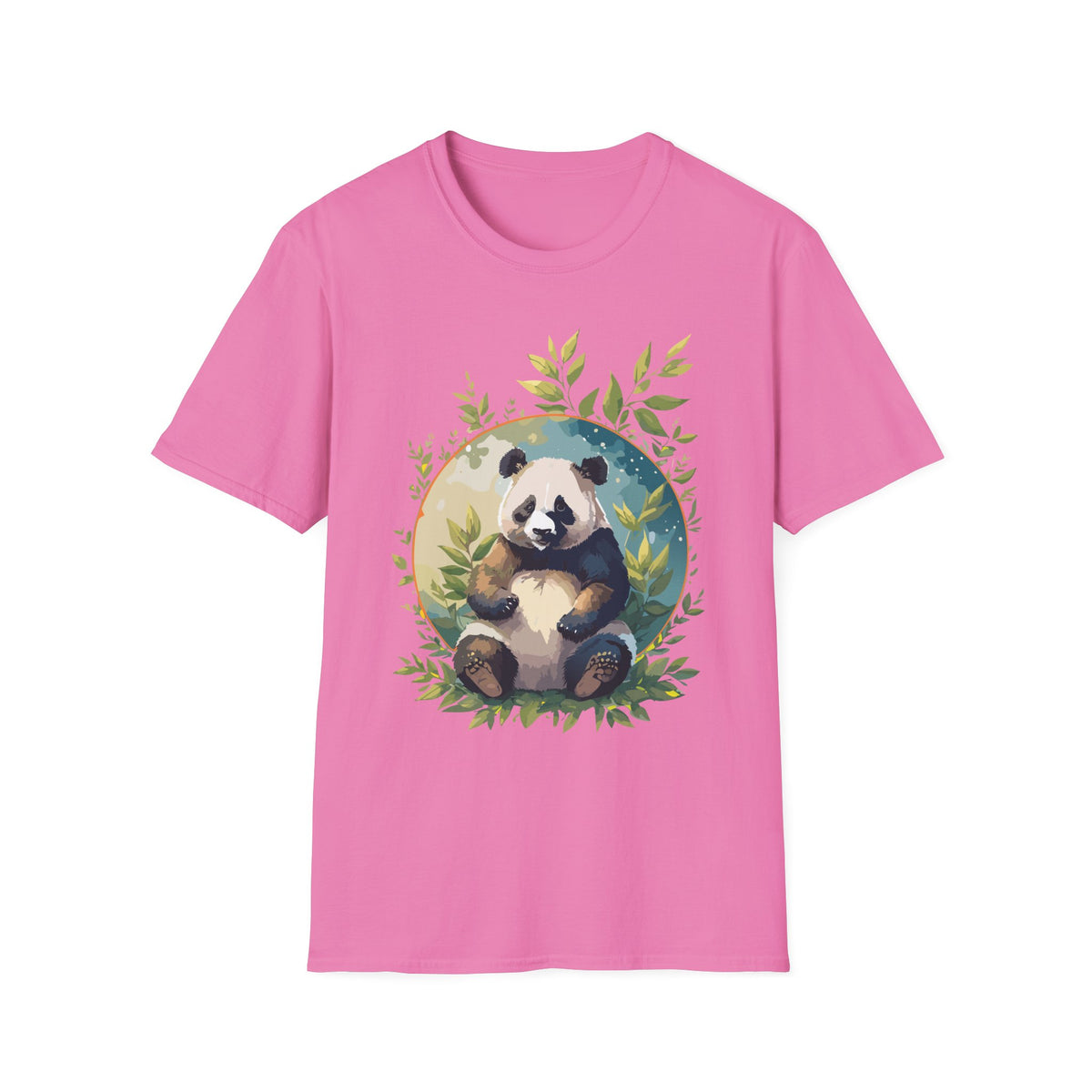 Panda with Leaves T-Shirt | Cute Panda Illustration Tee
