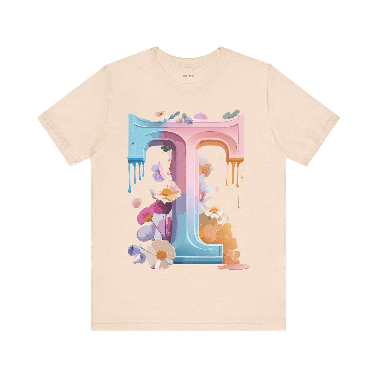 Letter T Graphic Unisex Cotton Bella+Canvas Tee with Art Letter Design