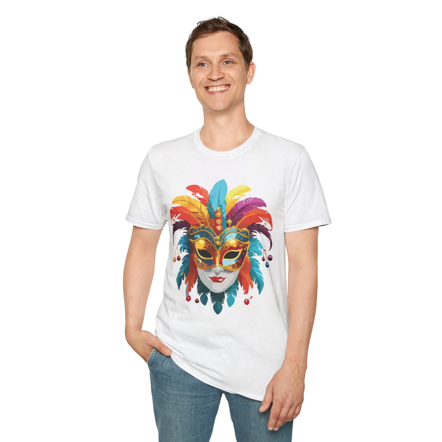 Mask Tee Shirt Unisex Masquerade Art Design Gildan Softstyle 64000 Short Sleeve Tee