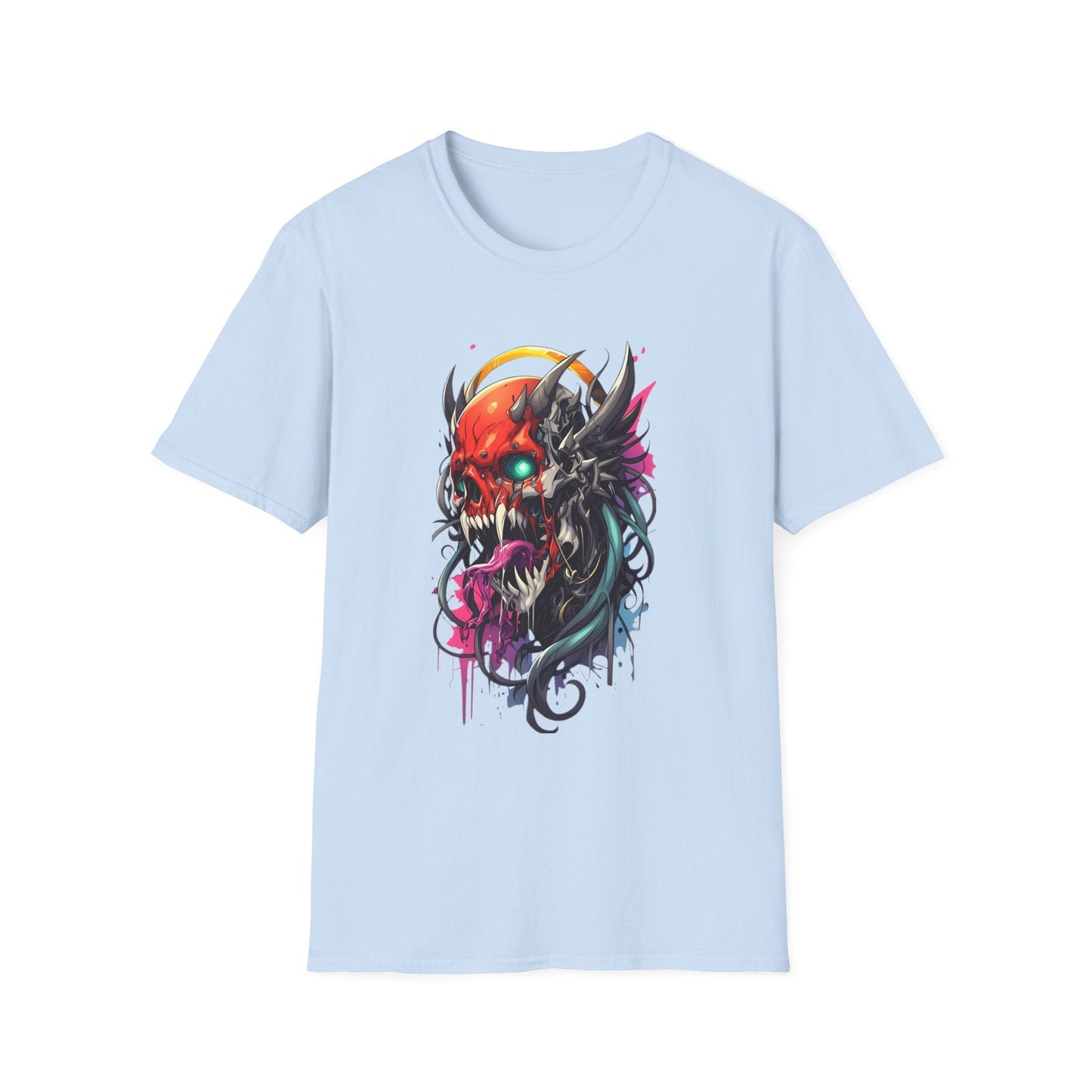 Skull Tee Shirt Unisex Skeleton Art Design Gildan Softstyle 64000 100 Percent Ring Spun Cotton