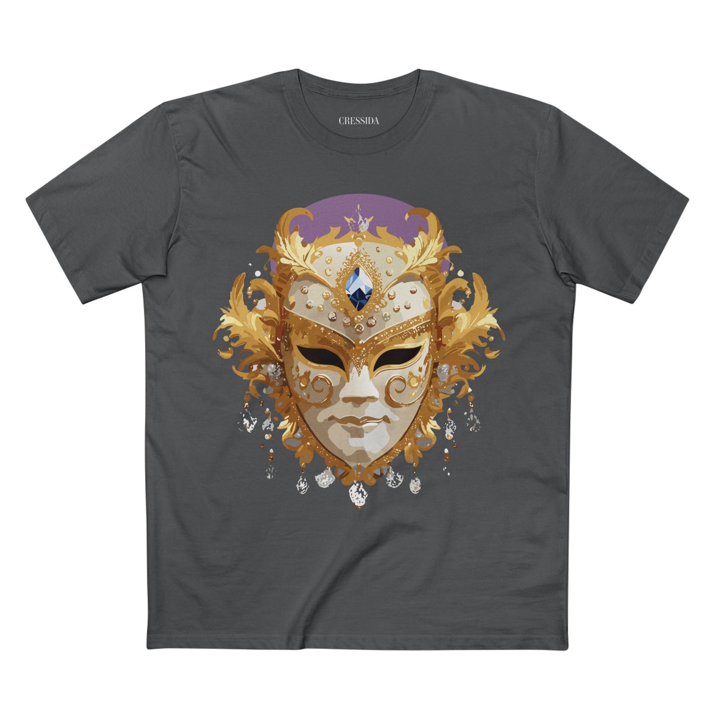 Carnival Mask Graphic T-Shirt Unisex 100 Cotton With Antique Gold Art Design Tee 18