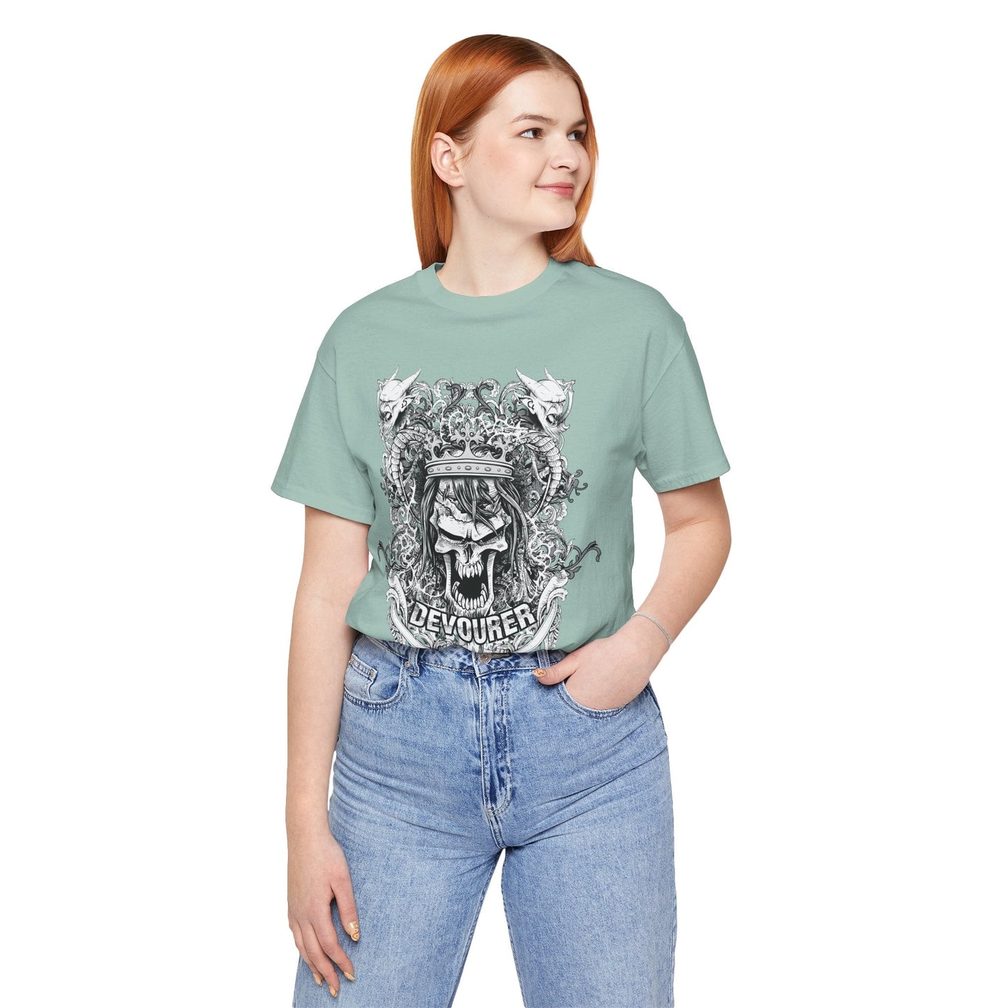 Gothic Skull Illustration Graphic Unisex Cotton T-Shirt r13