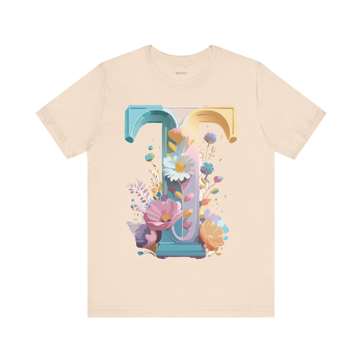 Letter T Graphic Unisex Cotton Bella+Canvas Tee with Art Letter Design