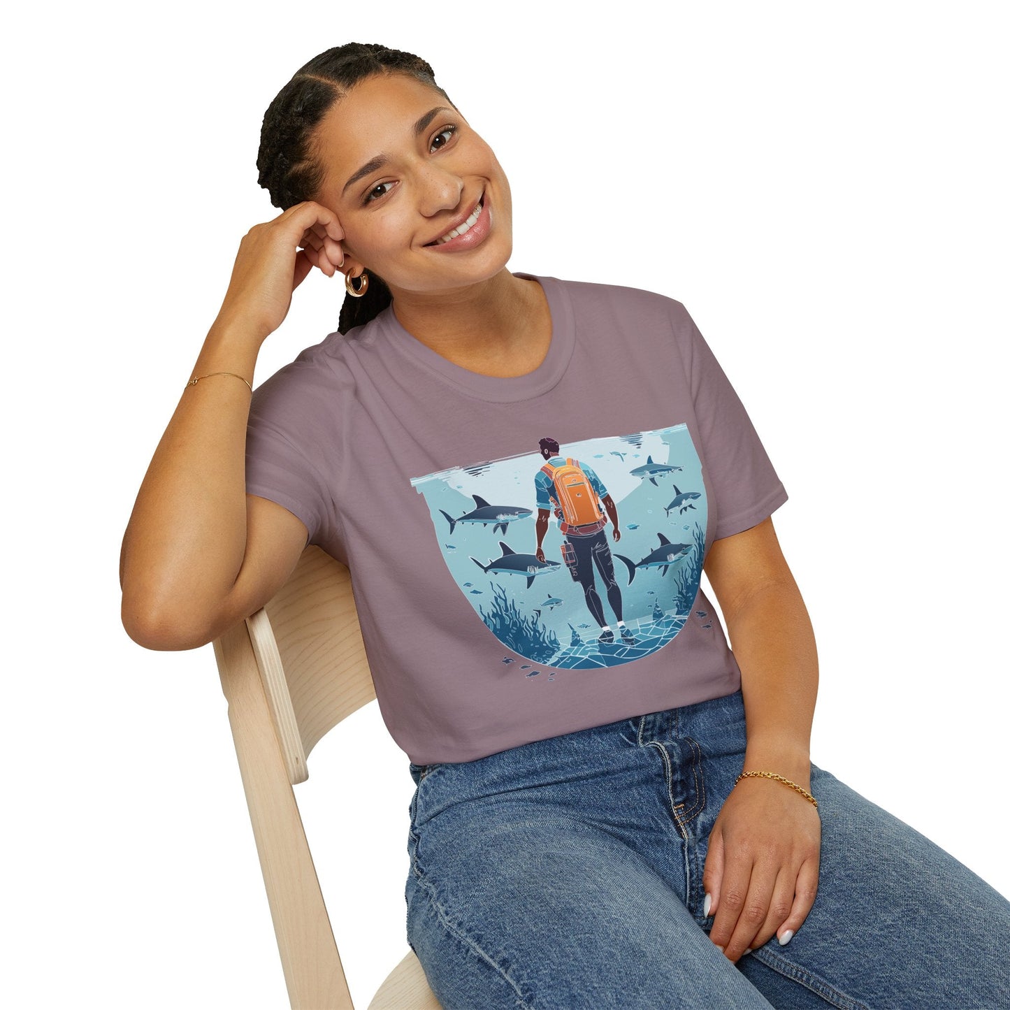 Ocean Tee Shirt Unisex Softstyle T Shirt With Ocean Art Design U Boat Theme Graphic Artwork Edition