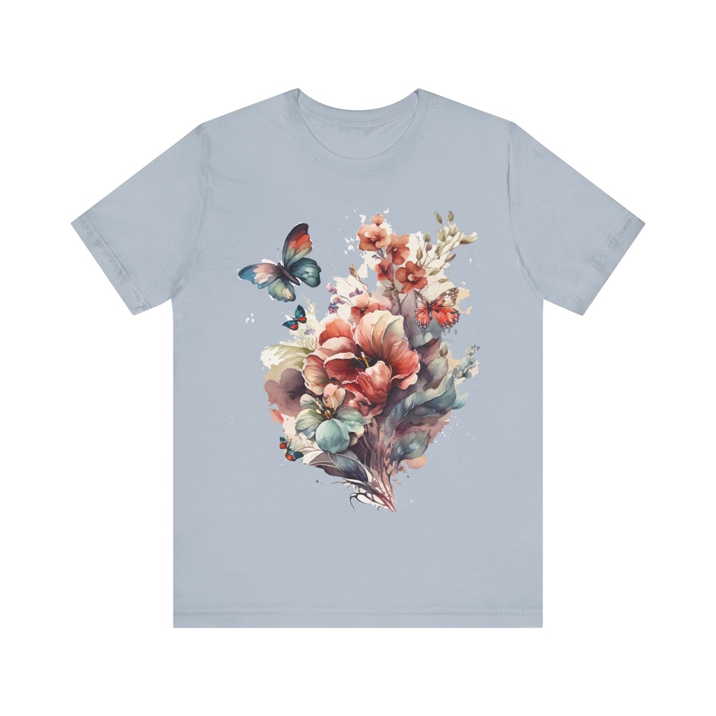 Cotton Tee Shirt with Butterfly Prints