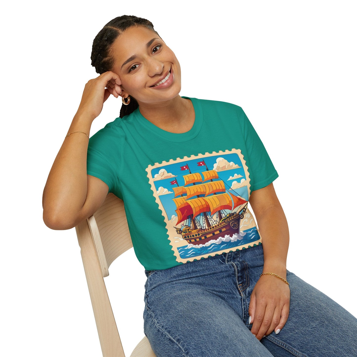Unisex Softstyle Frigate Ship T Shirt 100 Percent Ring Spun Cotton Gildan 64000 Tee