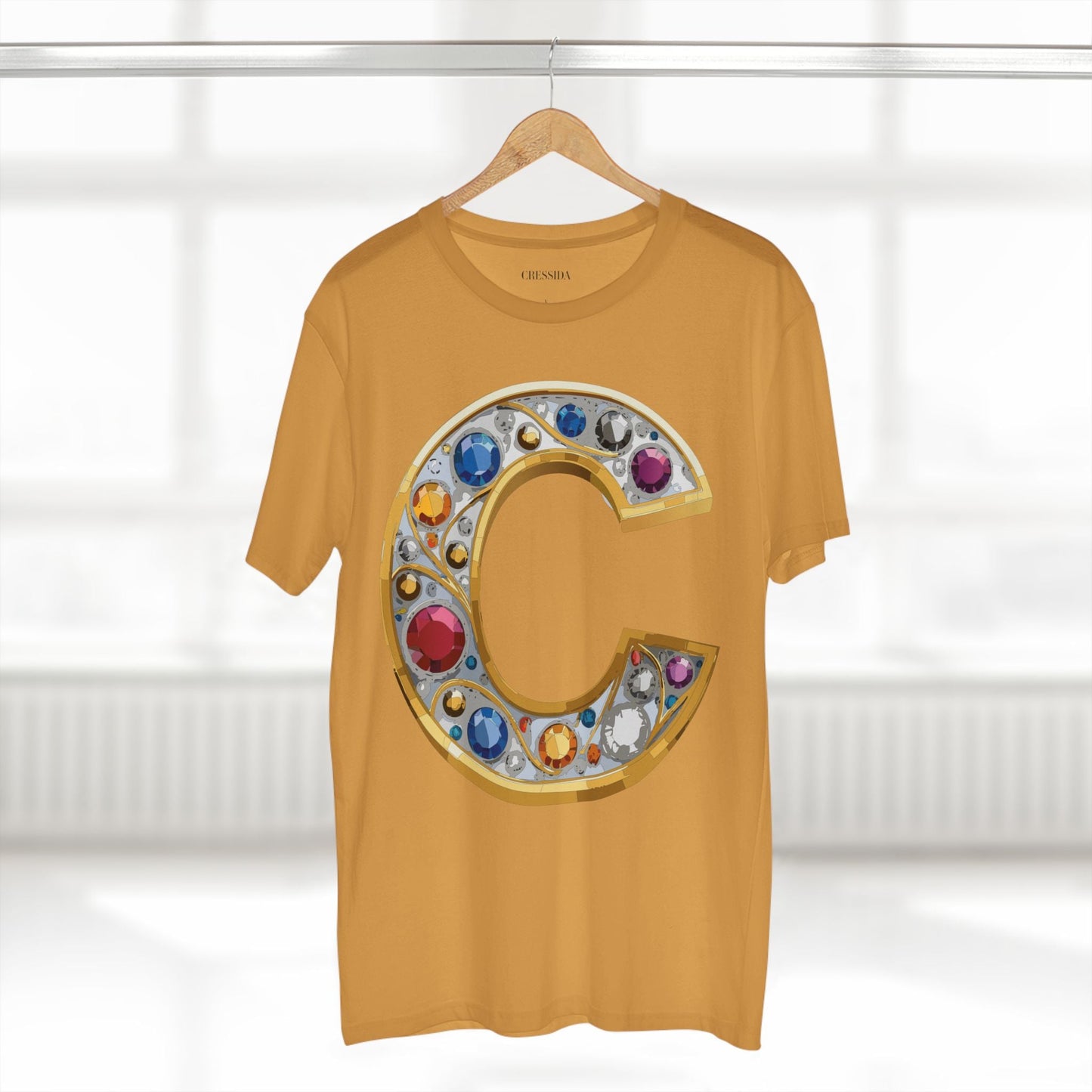 Letter C Graphic Design Tee Unisex 100 Cotton With Antique Gold Letters Artwork T-Shirt
