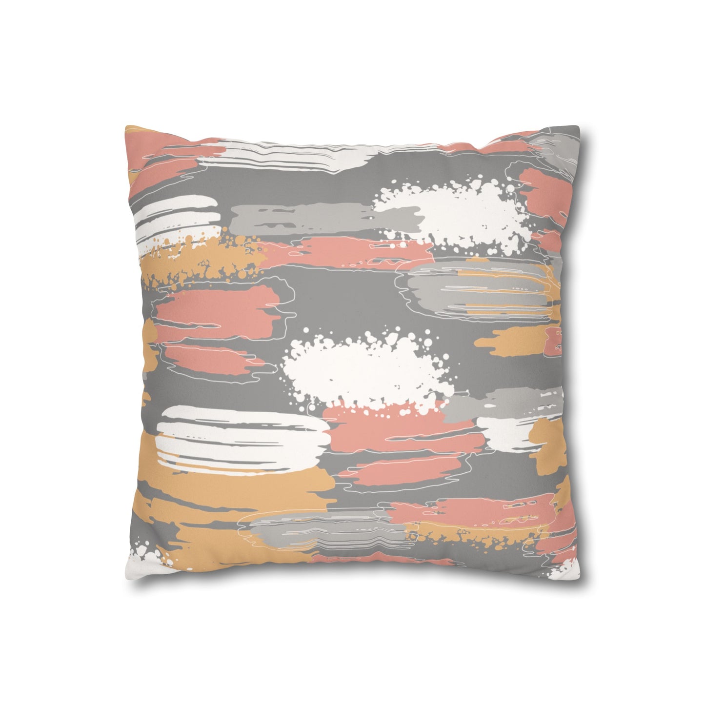 Faux Suede Pillowcase with Abstract print