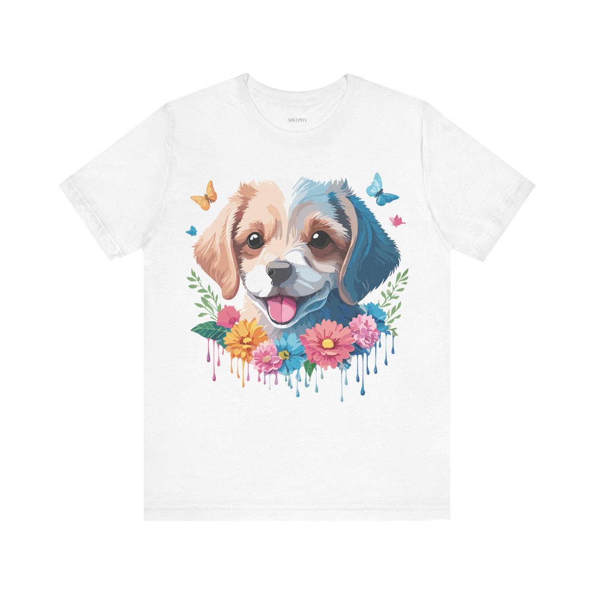 Dog Graphic Unisex Cotton Bella+Canvas Tee with Art Animal Design e118