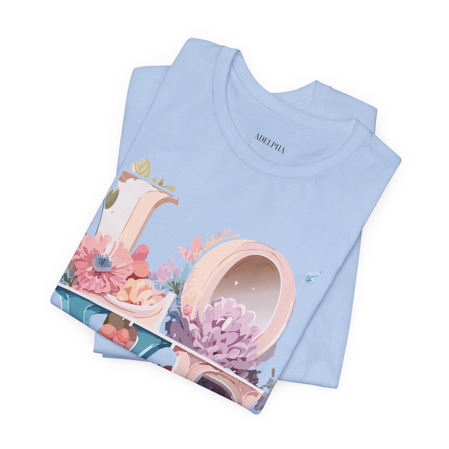 Valentine Day Graphic Unisex 100 Cotton Vintage Artwork with Love and Flower Design Tee 43
