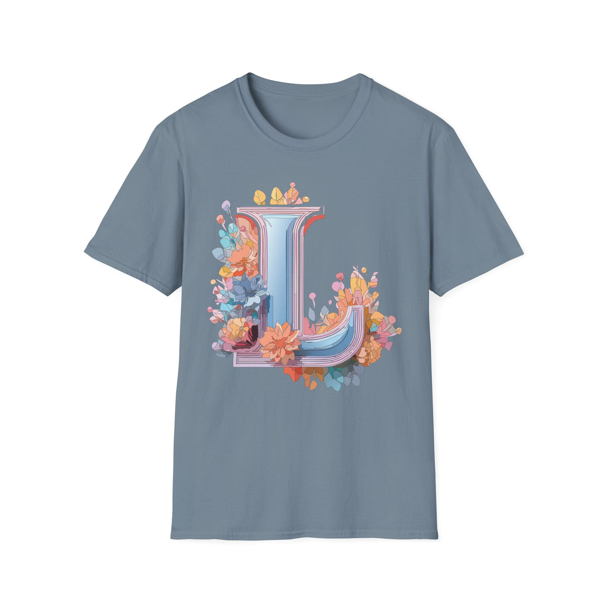 Floral Letter L T-Shirt | Monogram Initial Tee
