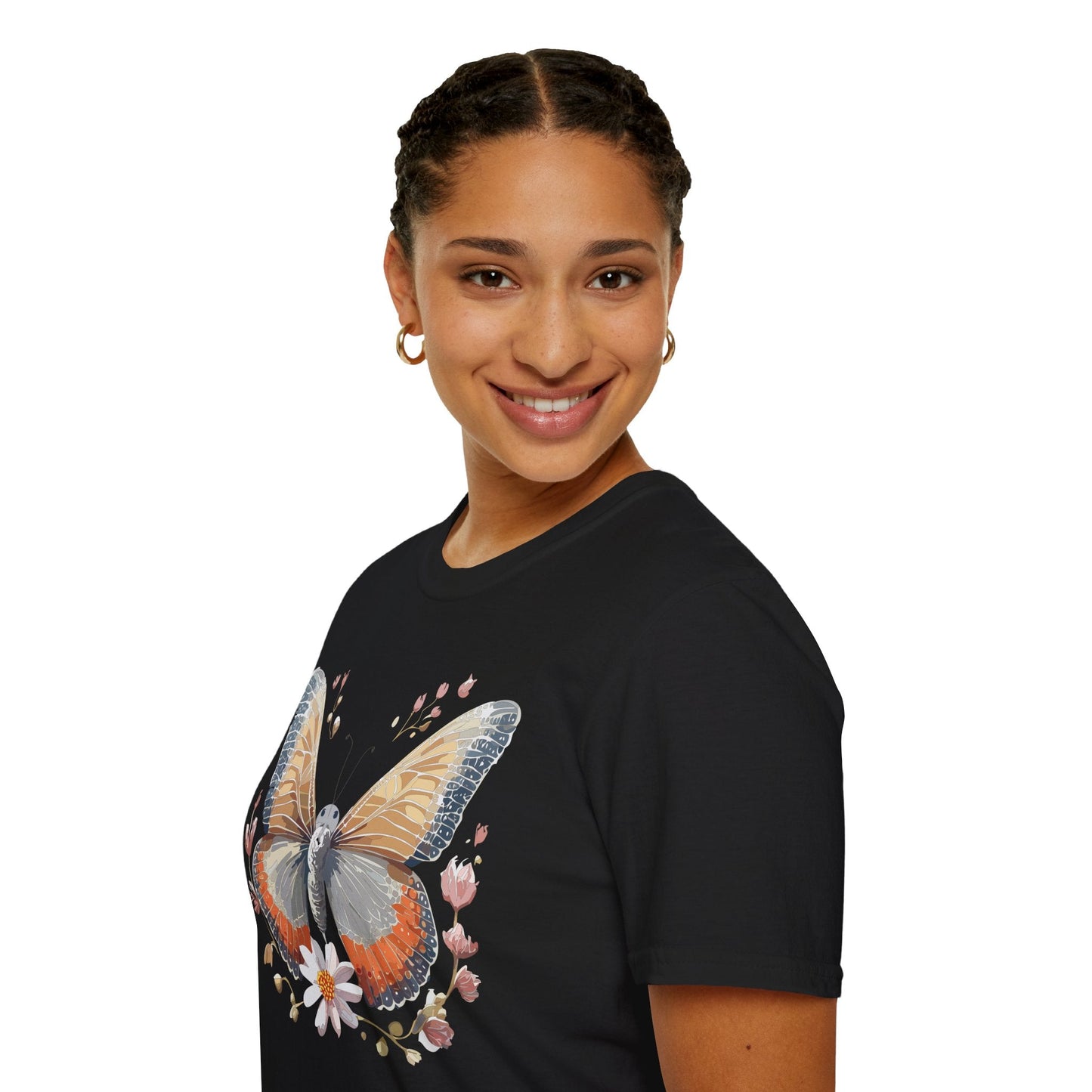 Unisex Butterfly T Shirt Softstyle Gildan 64000 Comfortable Durable Tee For Everyday Wear