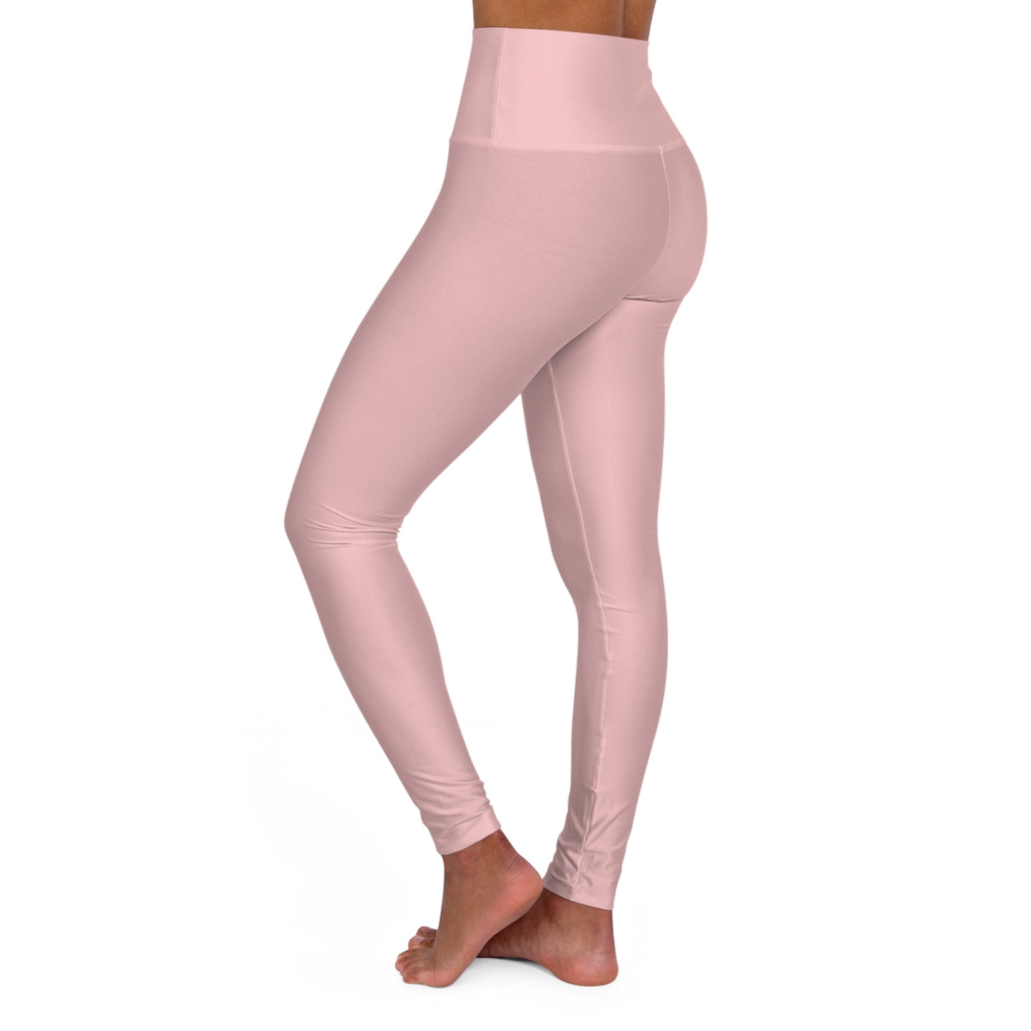 High-Waist Tea Rose Pink Yoga Leggings Women's Seamless Poly-Span Stretchy Light Pink Activewear