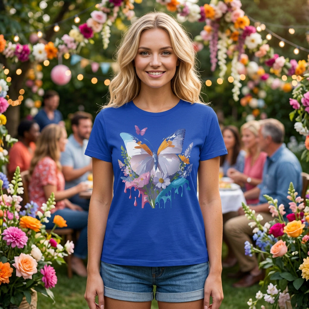 Butterfly Graphic Unisex Cotton Bella+Canvas Tee with Art Design n57