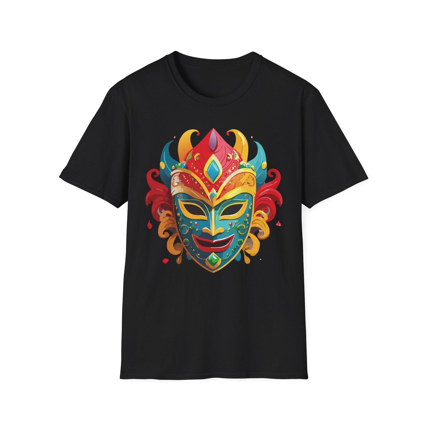 Unisex Mask Tee Shirt Gildan Softstyle 64000 Ring Spun Cotton Breathable Masquerade Design