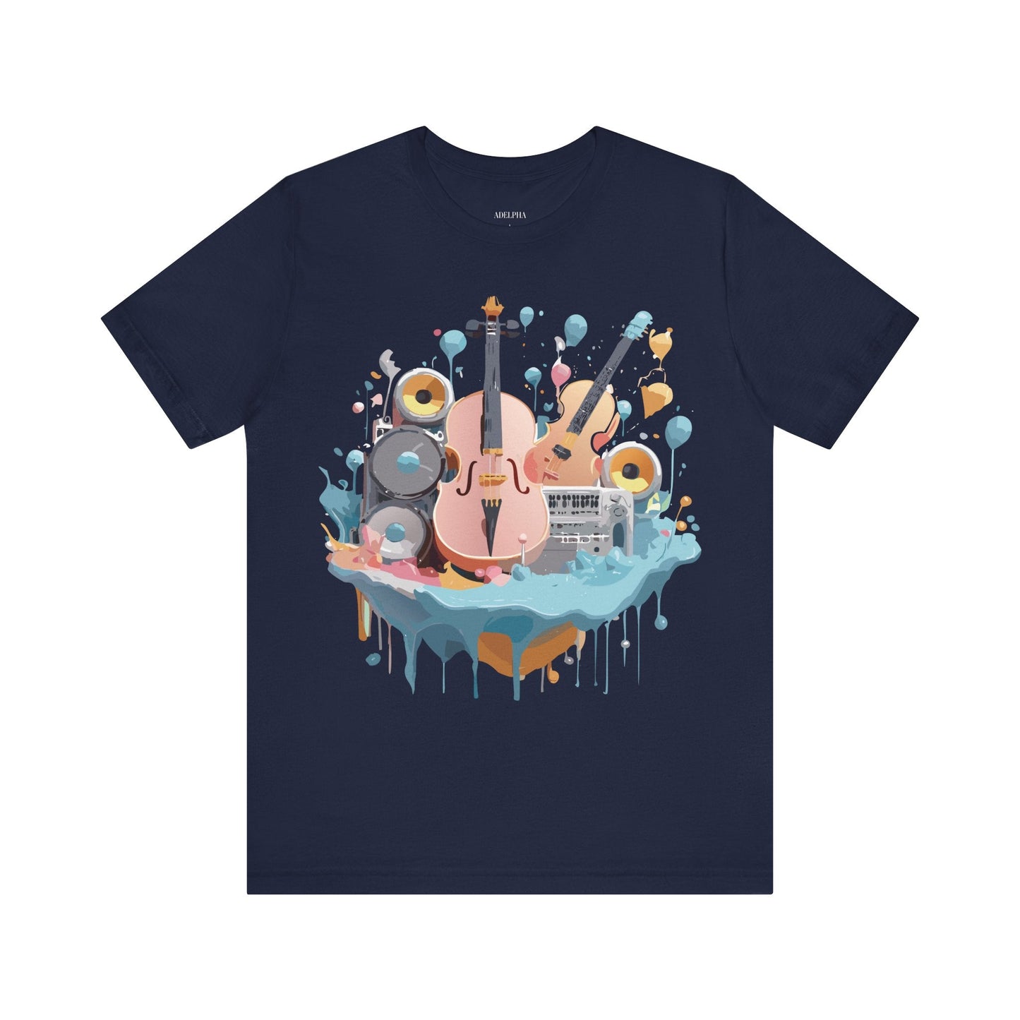 Music Graphic Unisex 100 Cotton Vintage Art with Musical Elements Tee 90