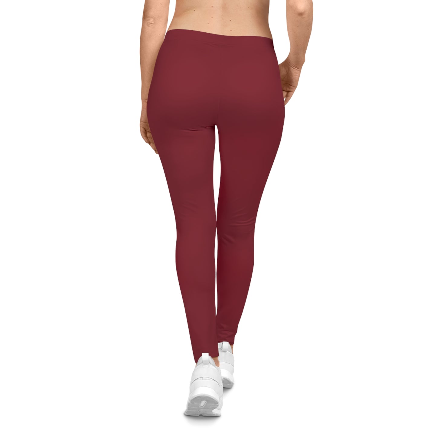 Burgundy Color Women's Poly-Span Casual Leggings XS-2XL