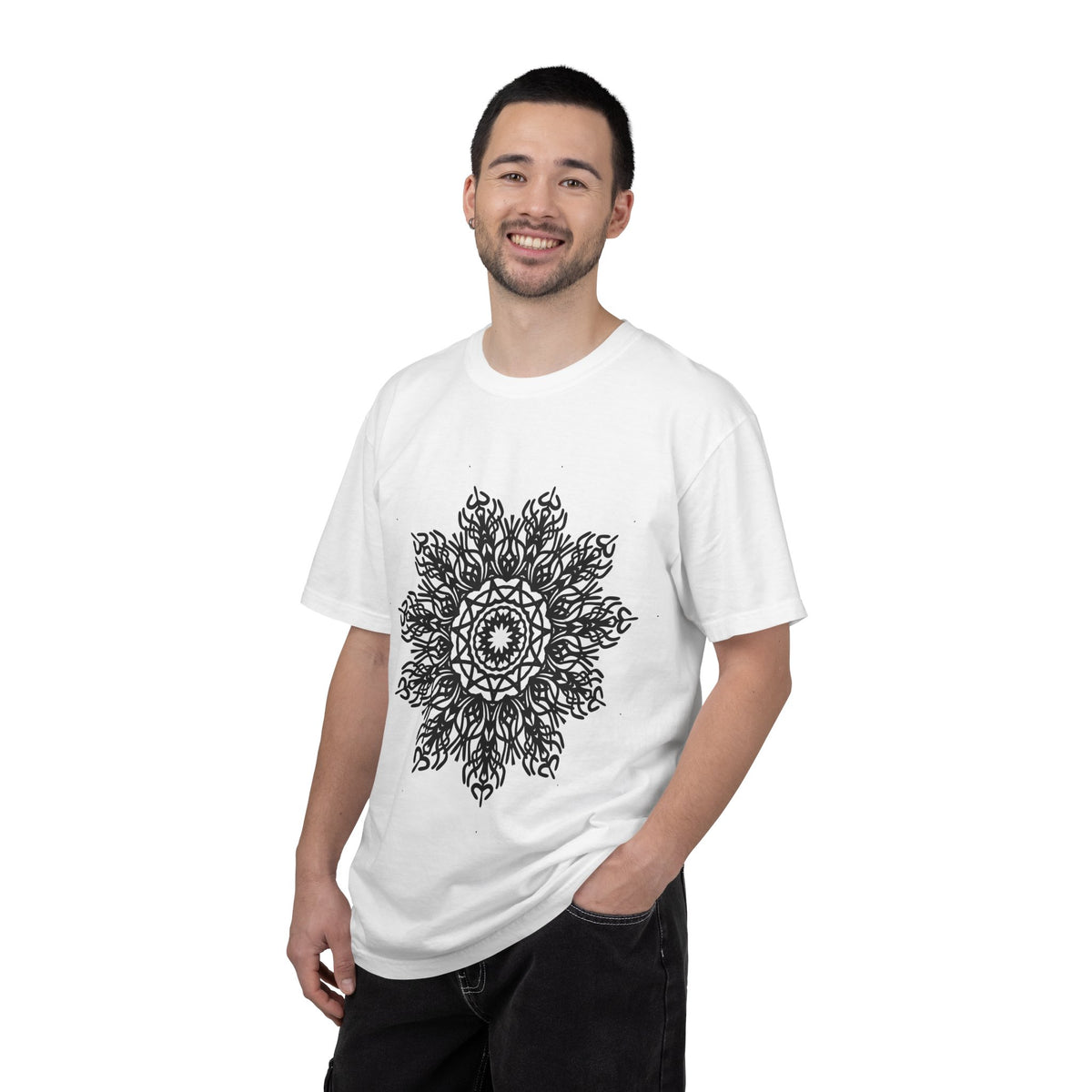 Unisex Garment Dyed Cotton T-Shirt with Mandala Graphic Design