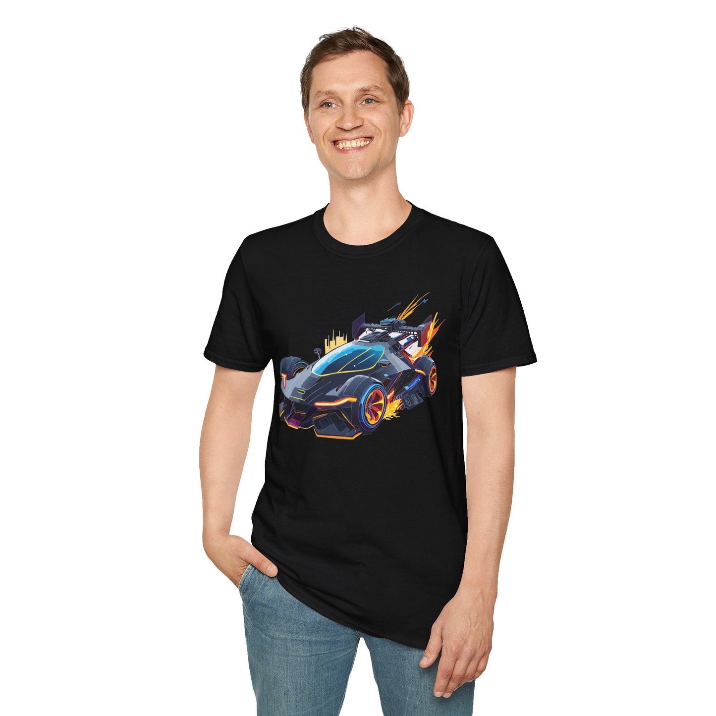 Unisex Car T Shirt With Cars Design Hot Wheels Graphic Tee Gildan Softstyle 64000