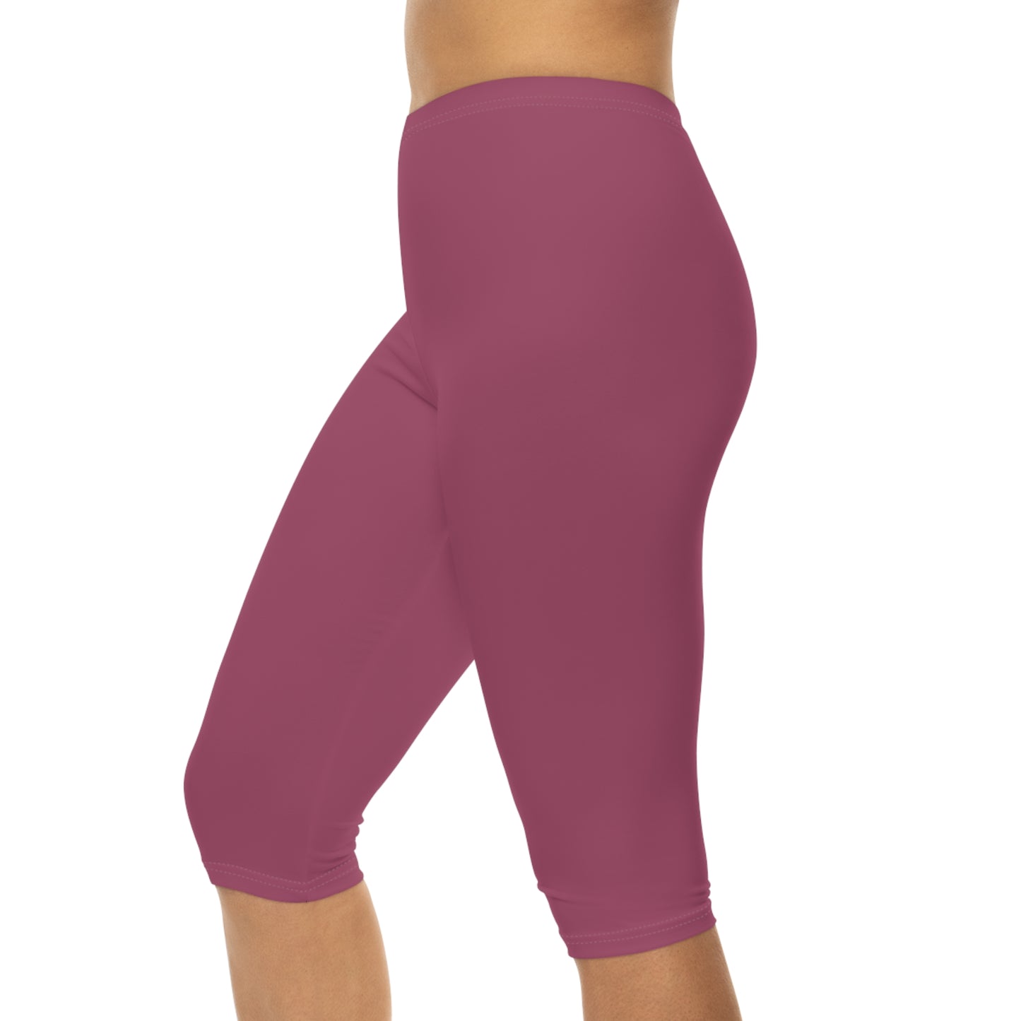 Rosewood Color Women's Brushed Suede Poly Span Casual Capri Leggings XS-2XL