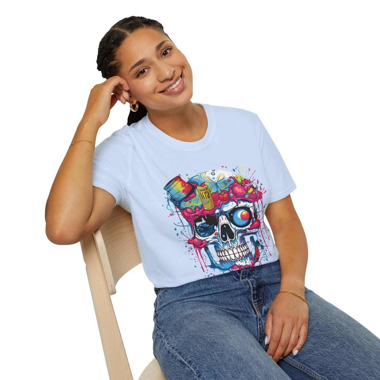 Skull Graphic Tee Shirt Unisex Skeleton Shirt Softstyle Cotton Comfort Everyday Wear Durable
