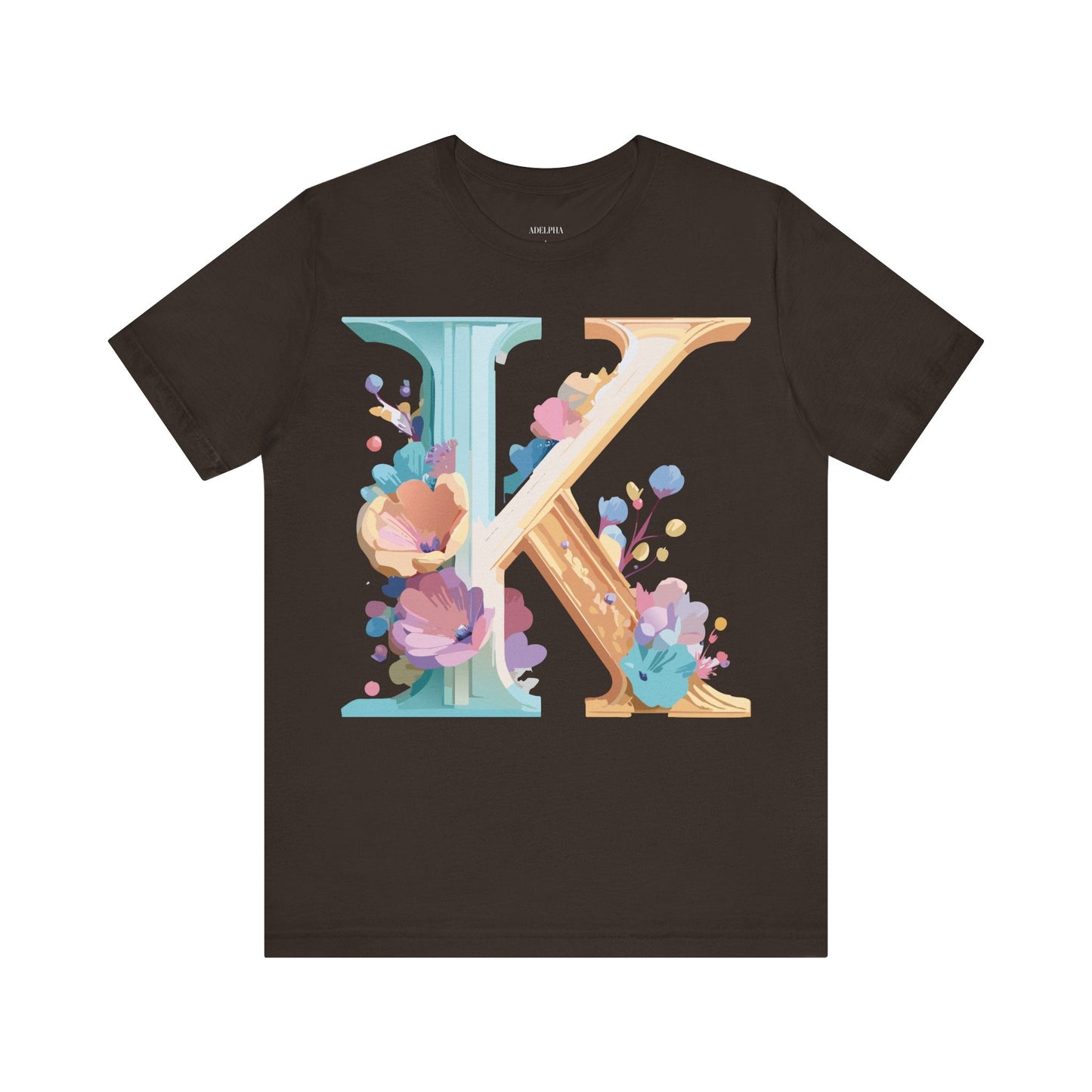 Letter K Shirt Graphic Tee Unisex Vintage Inspired Adelpha Art Design Tee Premium Soft Cotton