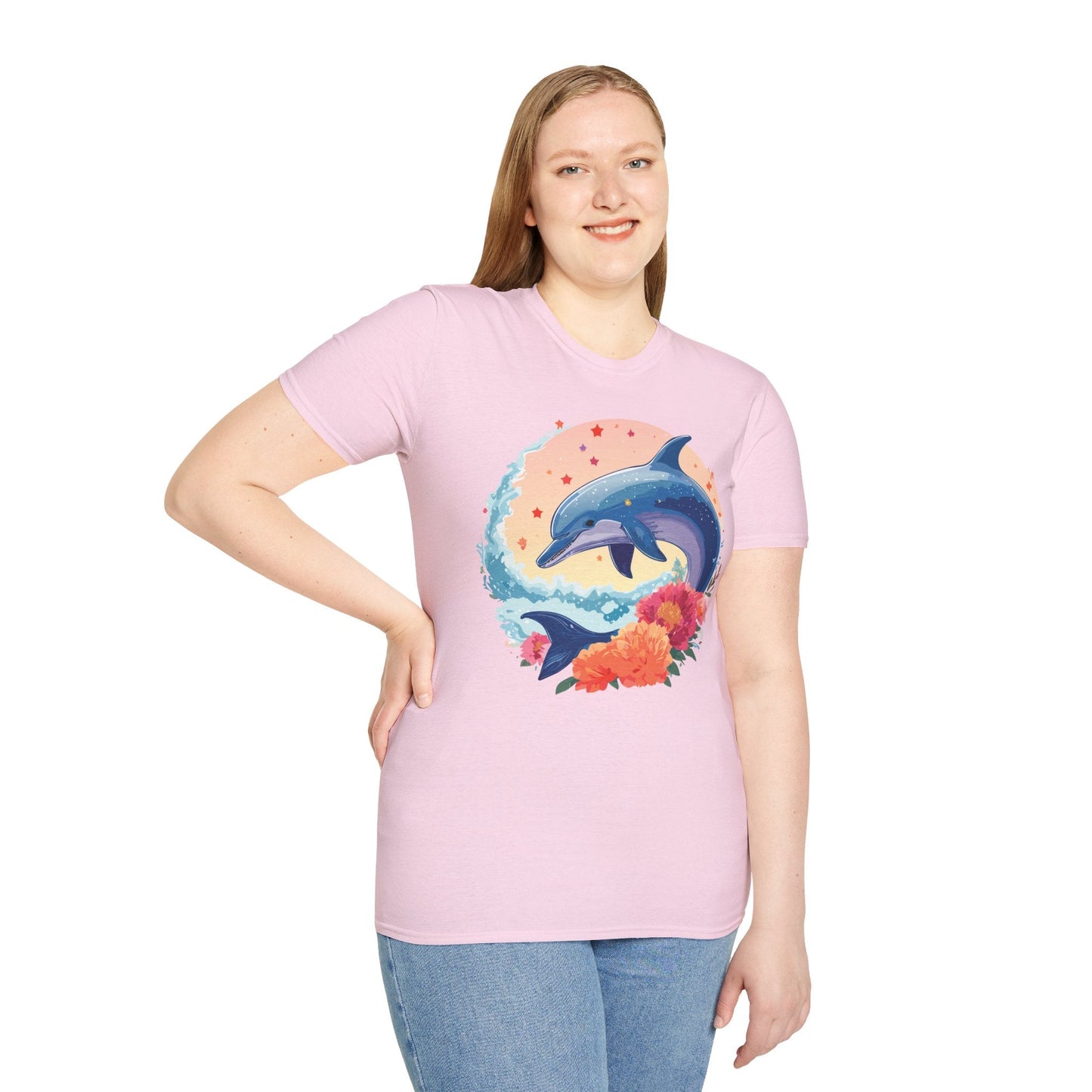 Dolphin Shirts Unisex Tee 100 Percent Ring Spun Cotton Gildan Softstyle 64000 For Everyday Comfort