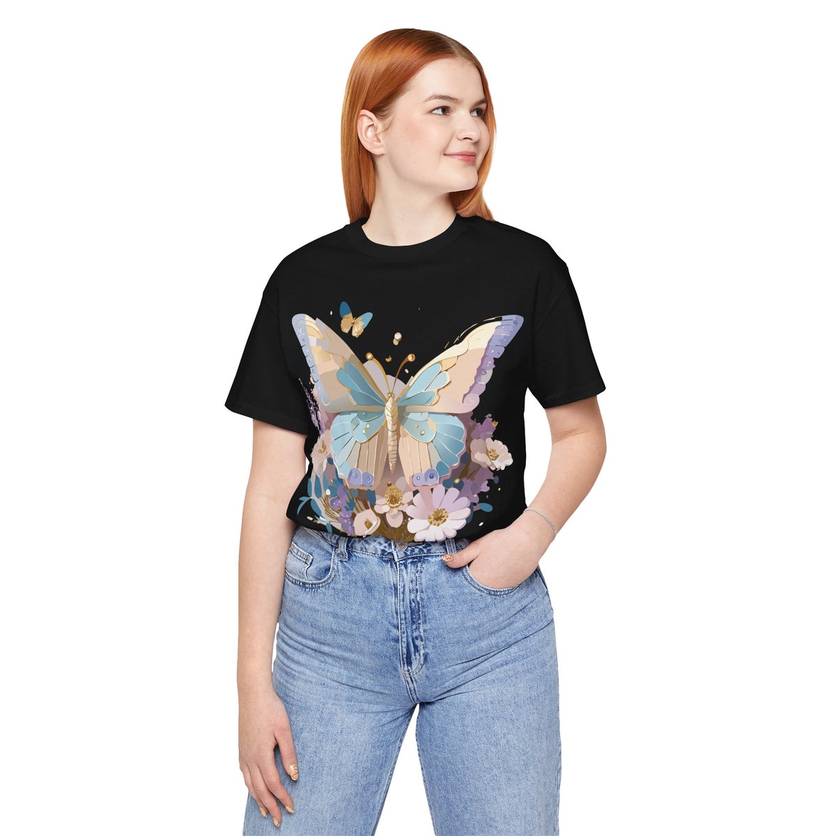 Butterfly Graphic Unisex Cotton Bella+Canvas Tee with Art Design n63