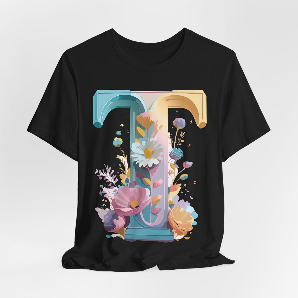 Letter T Graphic Unisex Cotton Bella+Canvas Tee with Art Letter Design